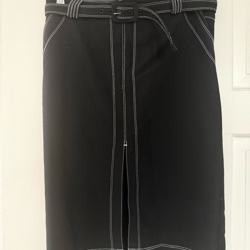 bebe Black Pencil Skirt with White Stitching